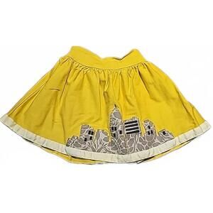 Persnickety boutique cotton canvas elastic back appliqué skirt yellow 6 girls